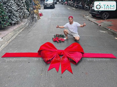 [Order 3 - 4 ngày] Nơ đỏ vải nhung xịn 4 cánh cỡ lớn [Đứng form - Nhiều cỡ] PK-NO-10